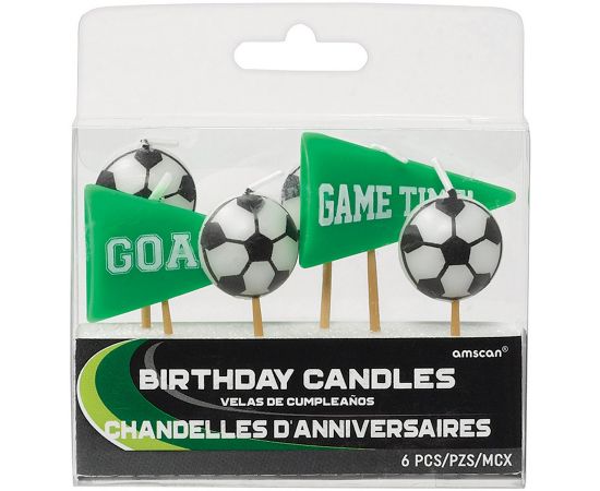 Κεράκια τούρτας μίνι σε θέμα ποδόσφαιρο 6τεμ.