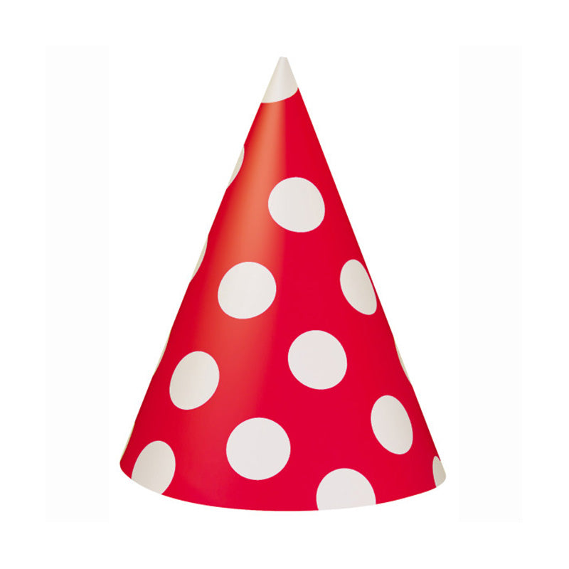 Χάρτινα καπελάκια για πάρτι κόκκινο πουά