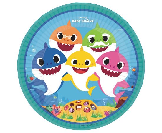 Πιάτα φαγητού 23εκ. Baby Shark 8τεμ.