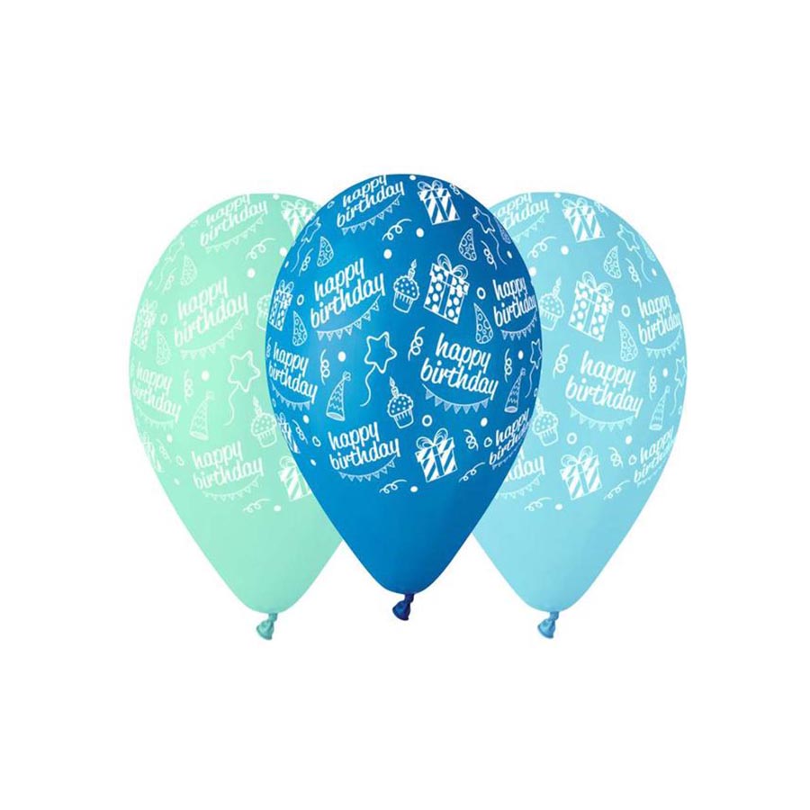 Μπαλόνι Happy Bday μπλε αποχρώσεις