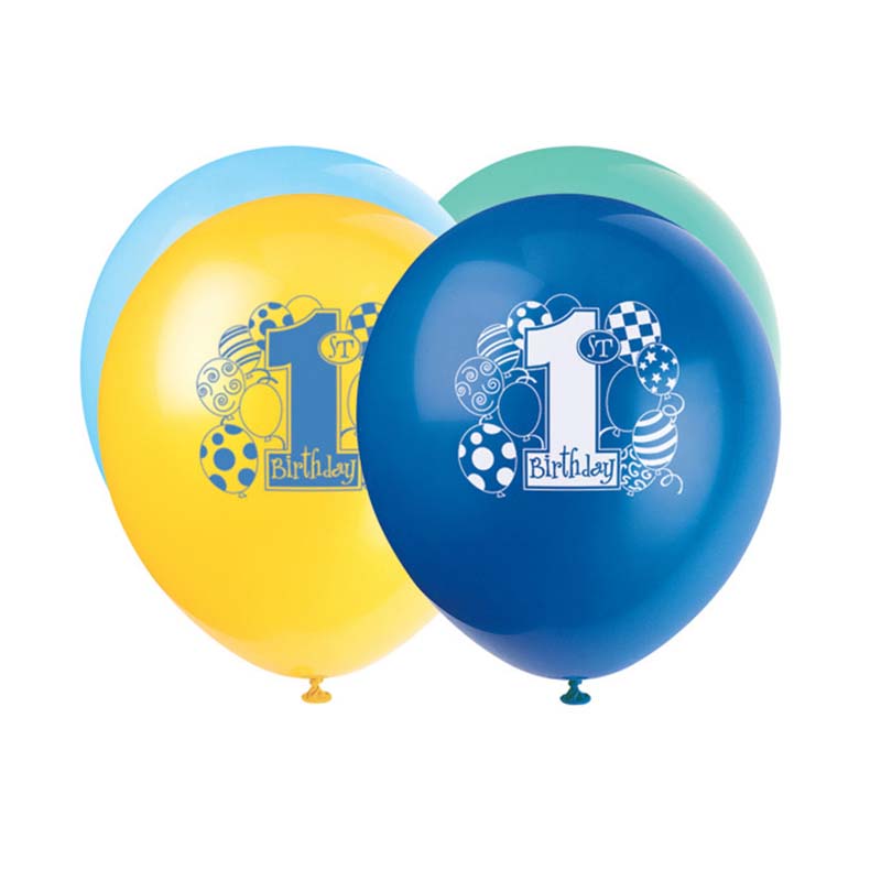 Μπαλόνια σε τέσσερα χρώματα για πρώτα γενέθλια αγοριού