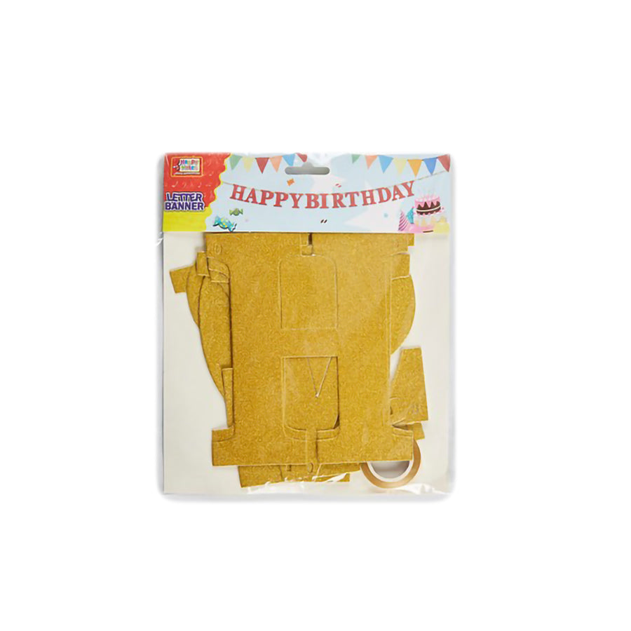 Γιρλάντα Happy Birthday 3m χρυσό γκλίτερ
