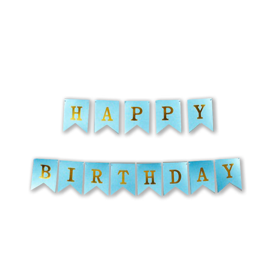 Γιρλάντα σημαιάκια Happy Birthday 3m σιέλ