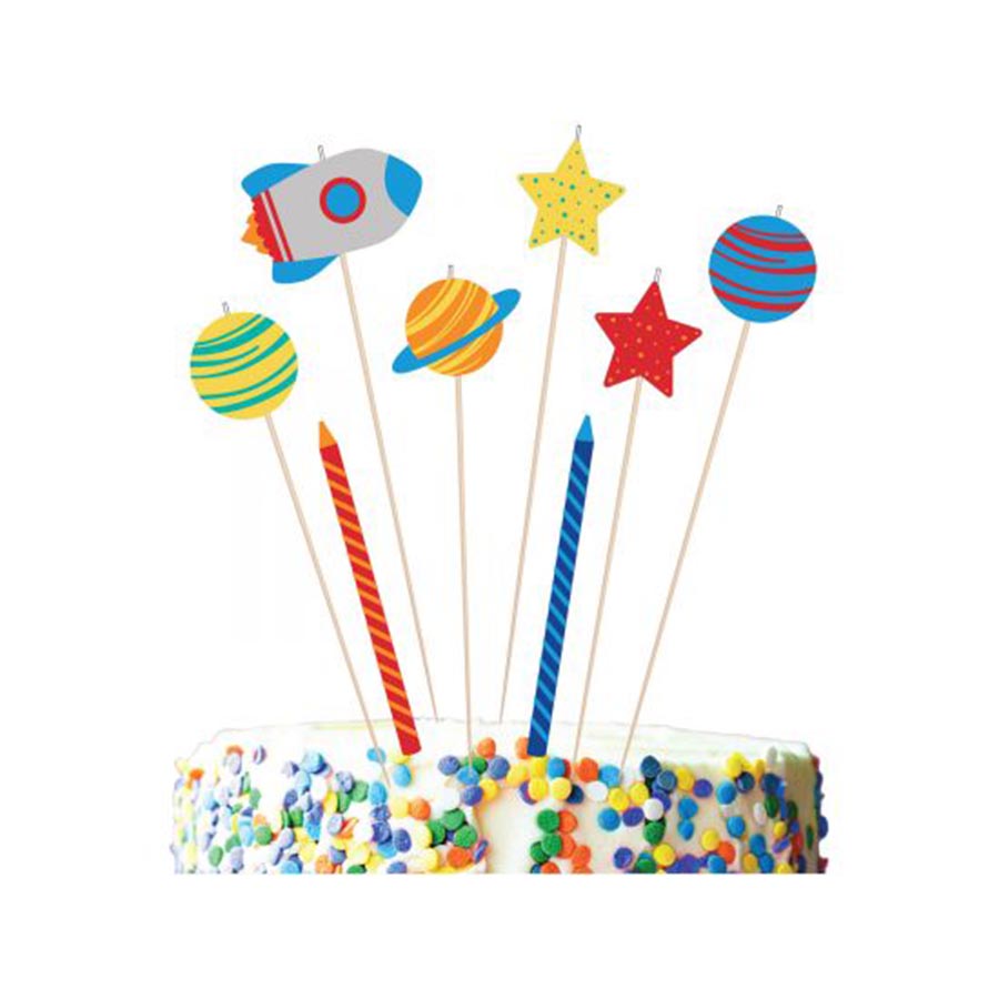 Κεράκια τούρτας με θέμα ταξίδι στο διάστημα 8τεμ