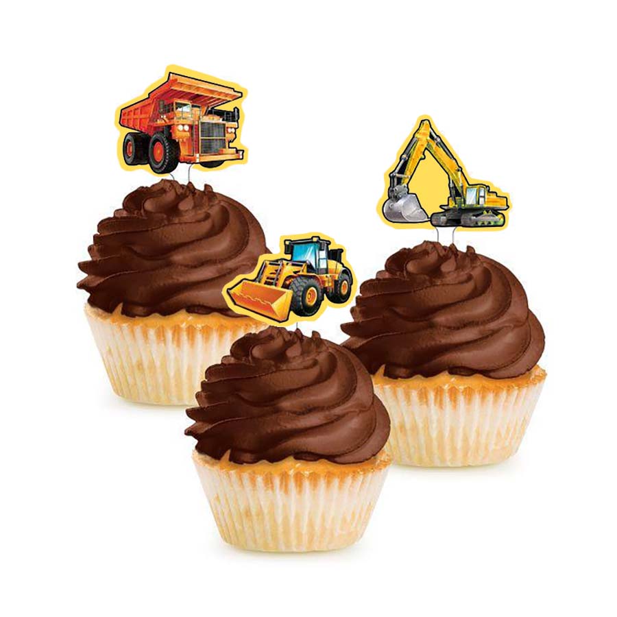Χάρτινα toppers για cupcakes Construction 12 τεμ