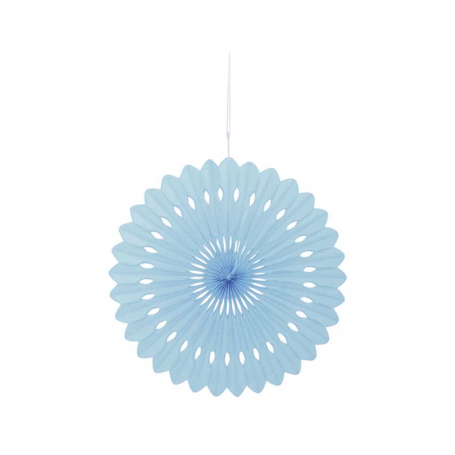 Χάρτινη βεντάλια σε σιέλ χρώμα 1 τεμ