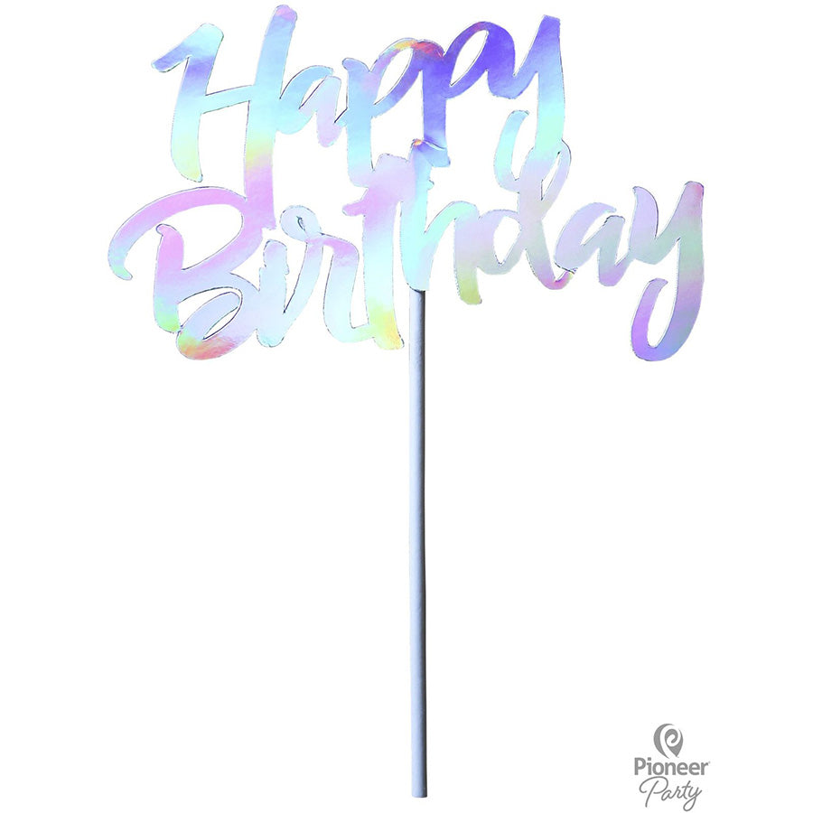 Διακοσμητικό Τούρτας Iridescent Happy Birthday