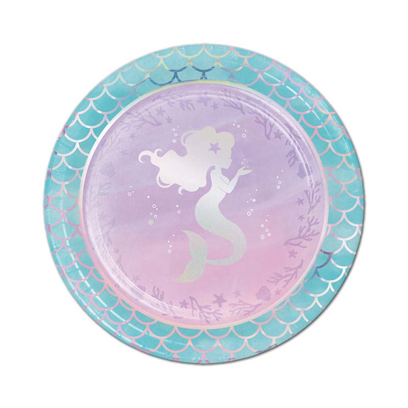 Χάρτινο πιάτο φαγητού γοργόνα ιριδίζον 8τμχ