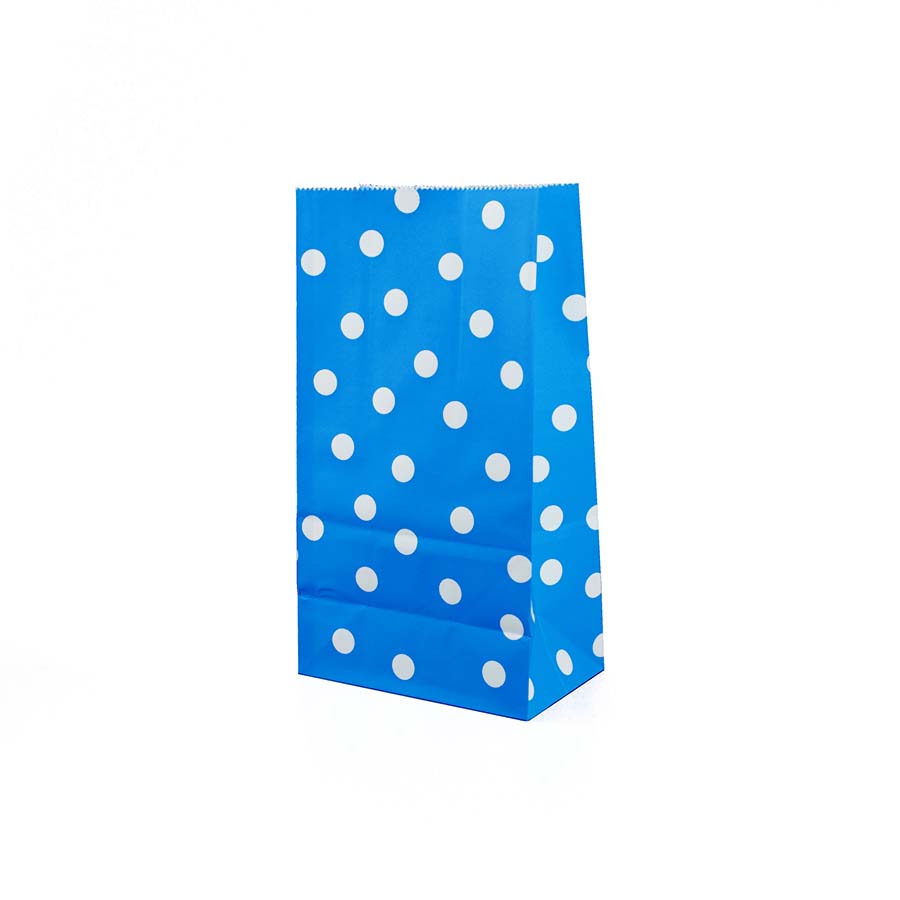 Χάρτινη σακούλα μπλε με λευκό πουά 5τεμ.