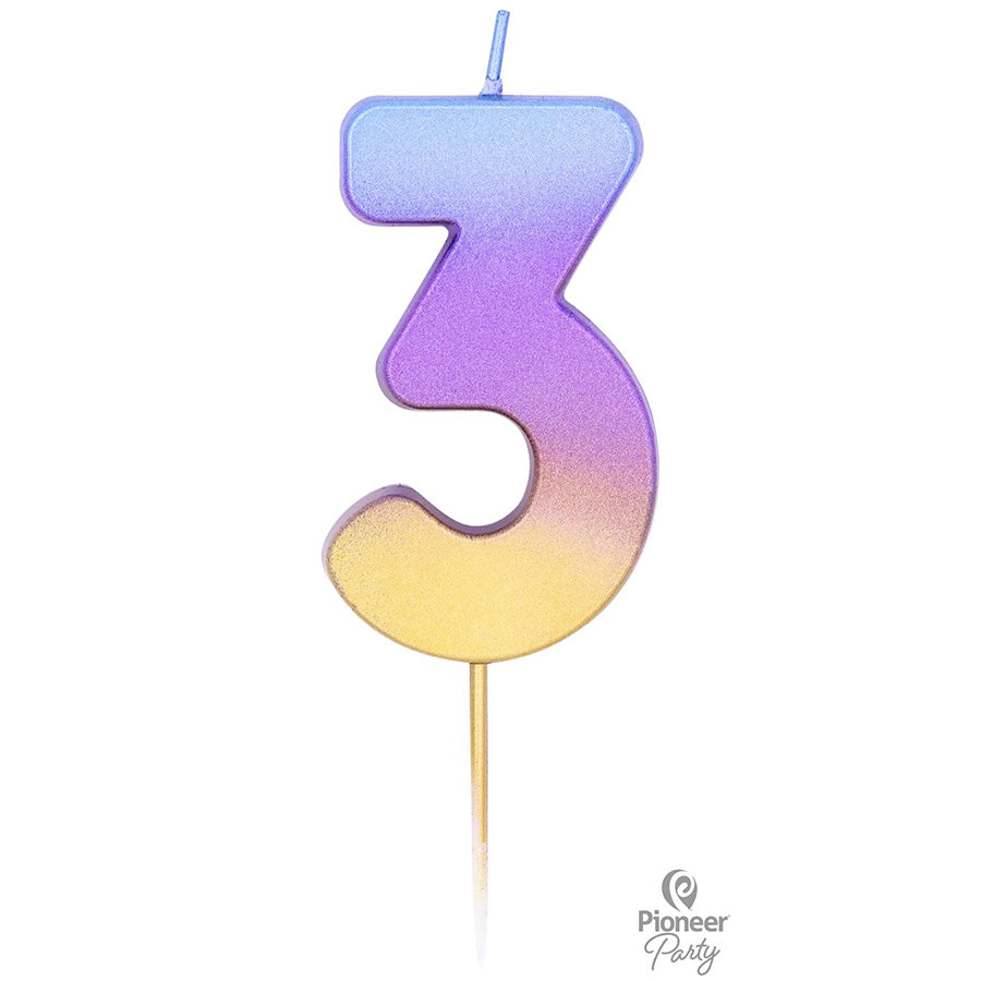 Κερί Νούμερο 3 Rainbow Ombre