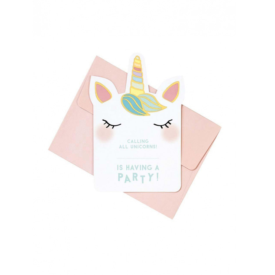 Πρόσκληση για Πάρτυ We Love Unicorn 8 τεμ