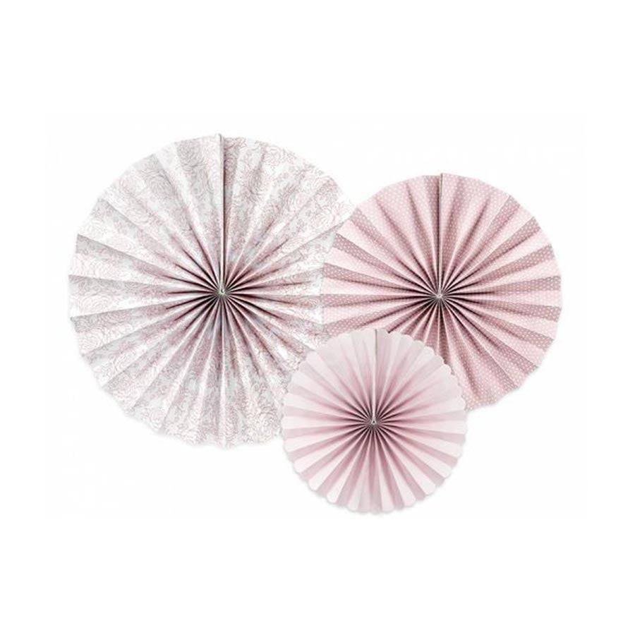 Χάρτινη κρεμαστή ροζέτα ροζ παστέλ 3 τεμ