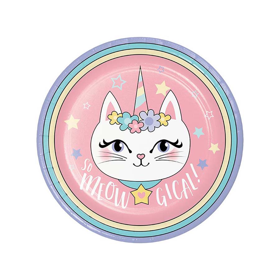 Χάρτινα πιάτα φαγητού Sassy Caticorn 8τεμ