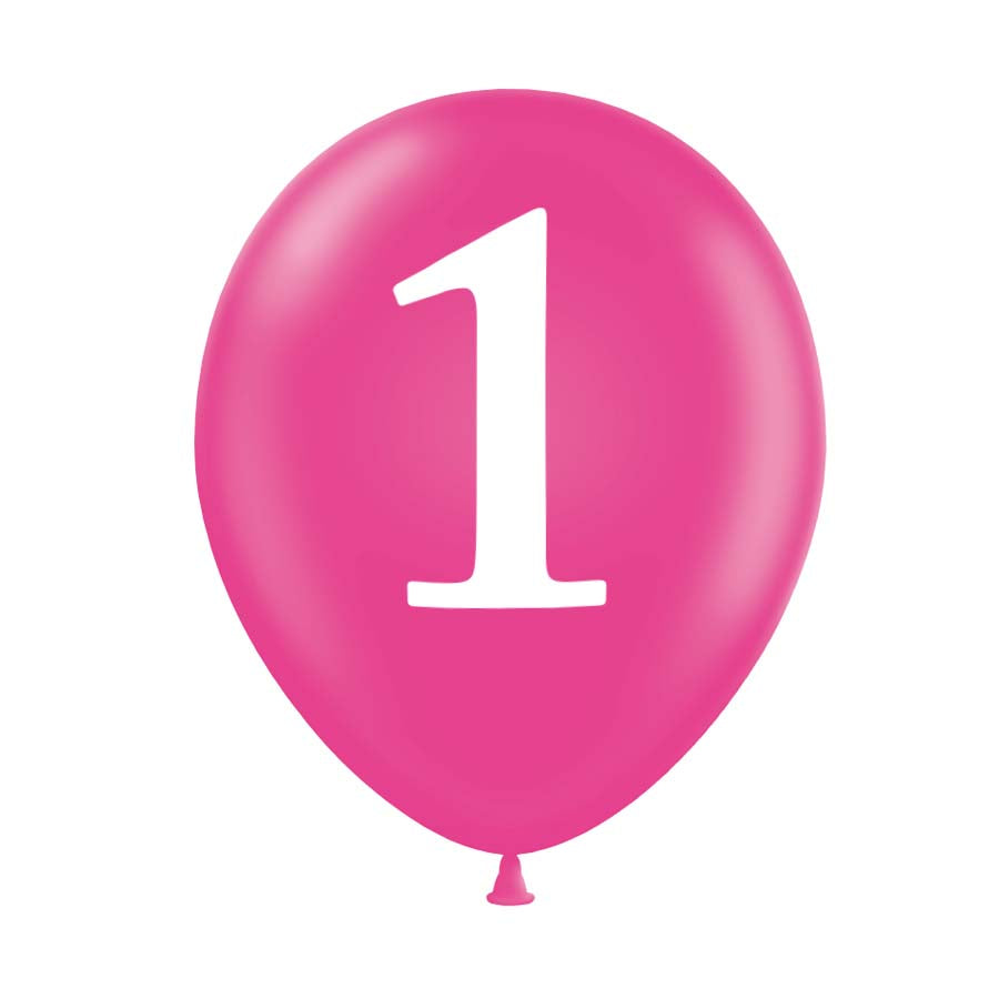 Λάτεξ μπαλόνια πρώτων γενεθλίων φούξια 6τεμ