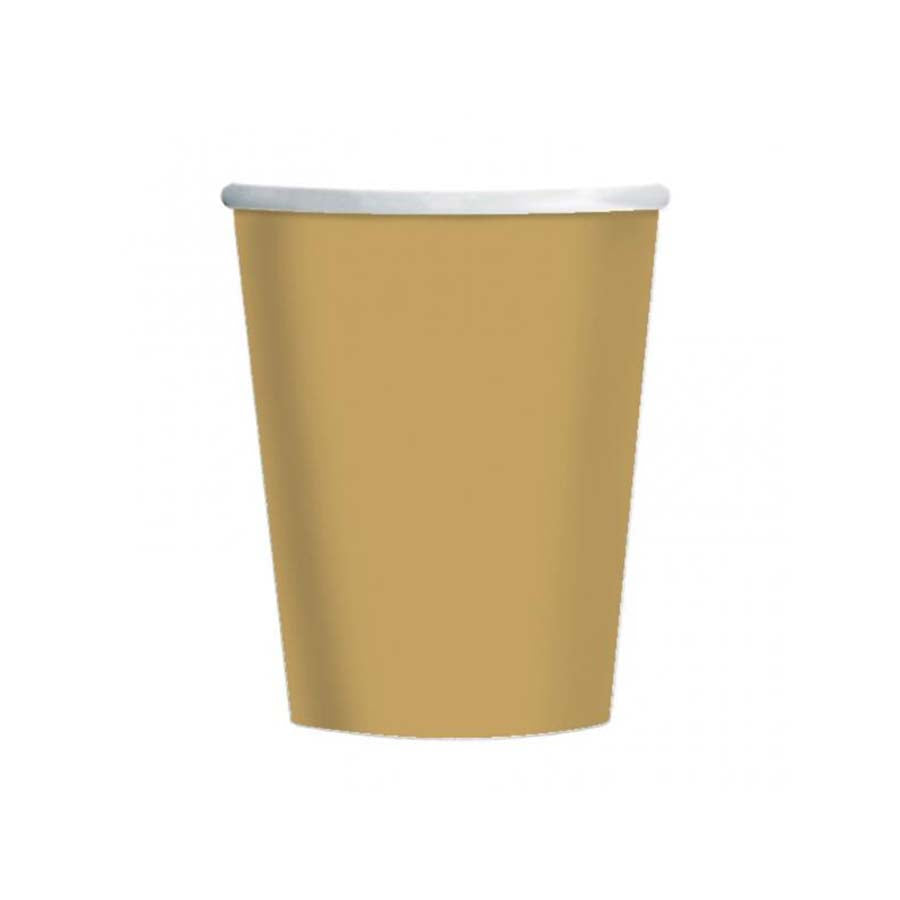 Χάρτινα ποτήρια χρυσά 266ml