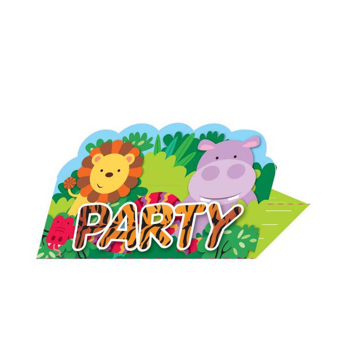 Πρόσκληση για Πάρτυ Ζωάκια της Ζούγκλας 8 τεμ