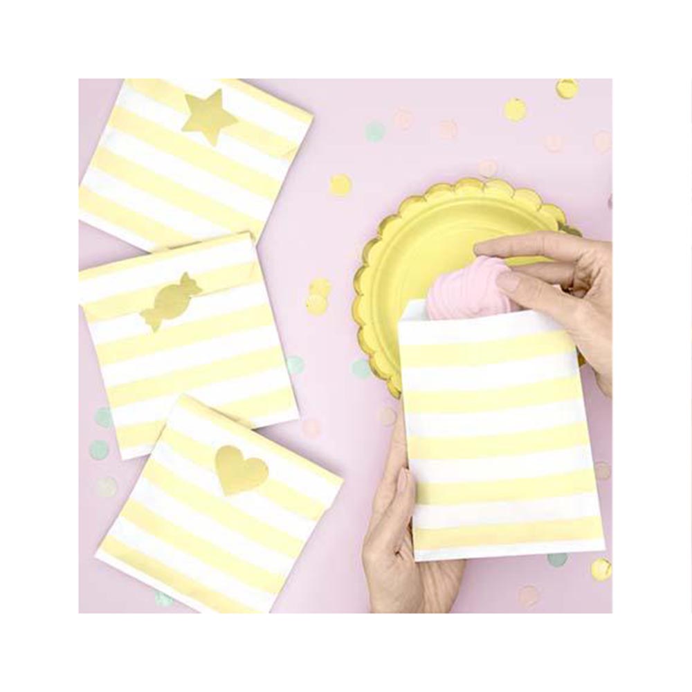 Σακουλάκια για δώρα κίτρινες ριγέ 6τεμ