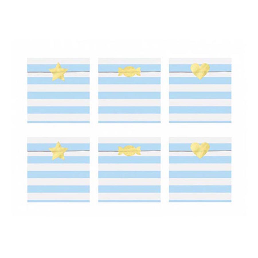 Σακουλάκια Δώρου Ριγέ Σιέλ 13x14cm 6 τεμ