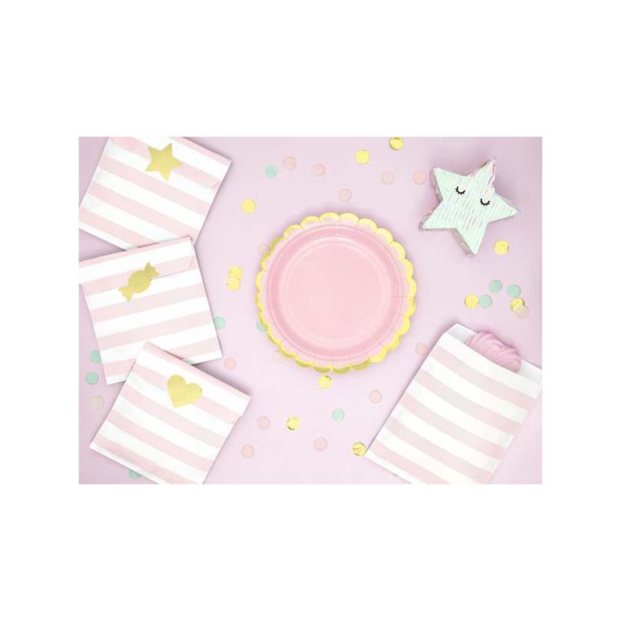 Σακουλάκια Δώρου Ριγέ Ροζ 13x14cm 6 τεμ