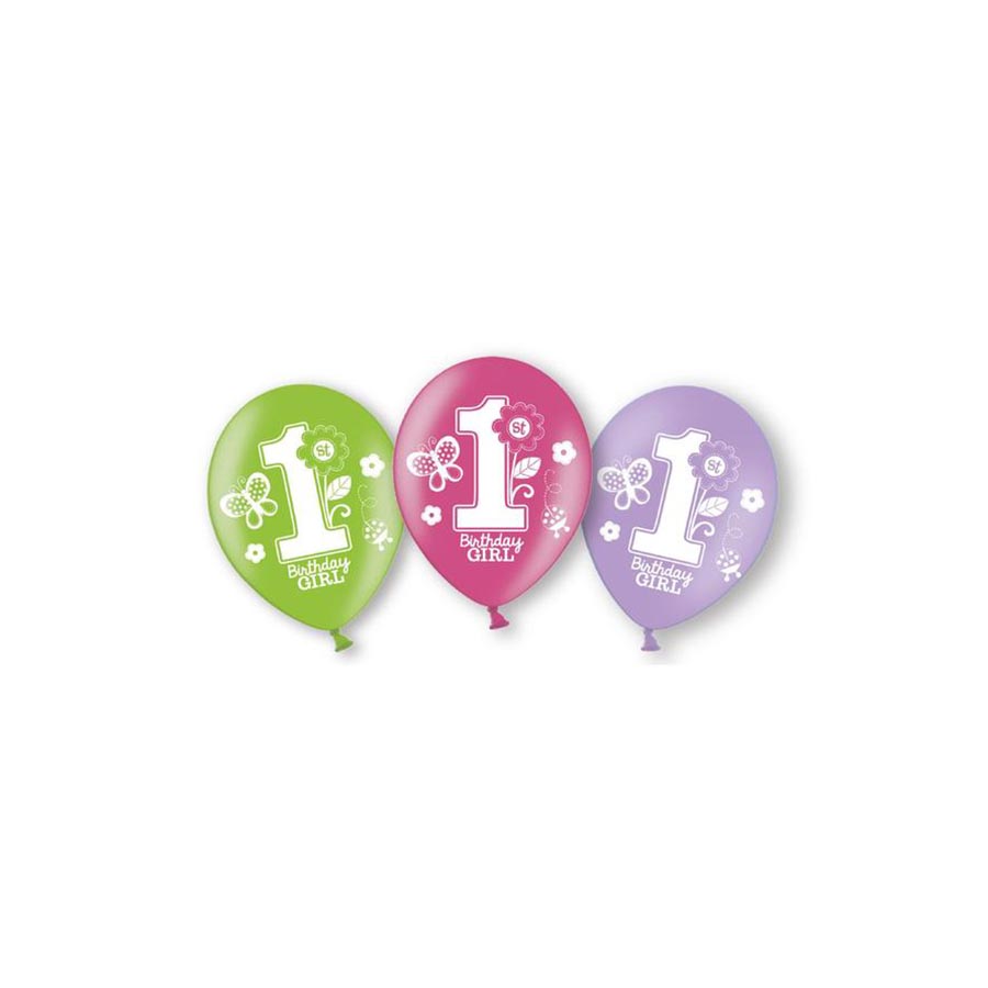 Σετ latex μπαλόνια 1st Birthday Girl (6τεμ)