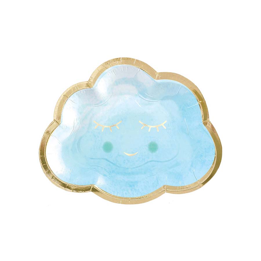 Χάρτινο πιάτο γλυκού συννεφάκι σιέλ 8τεμ