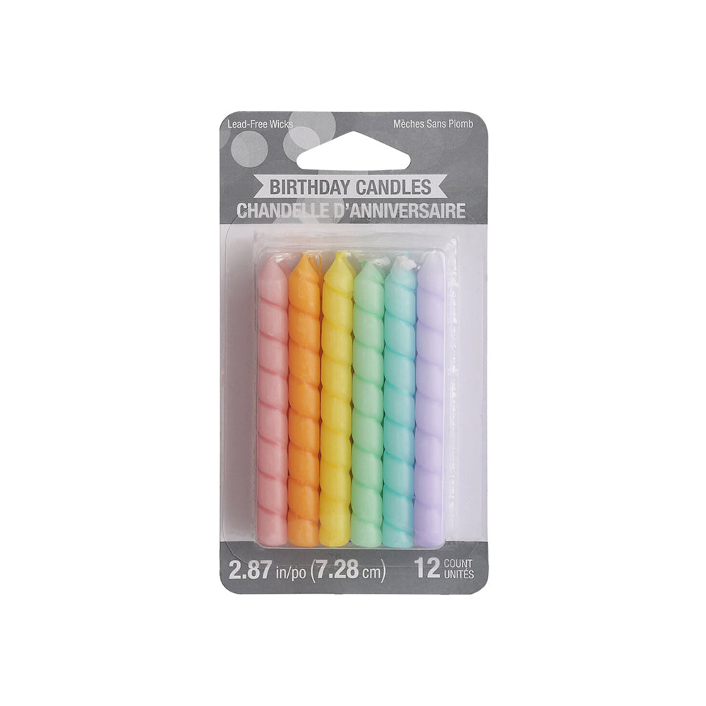 Κεράκια με ραβδώσεις παστέλ χρώματα 12τεμ