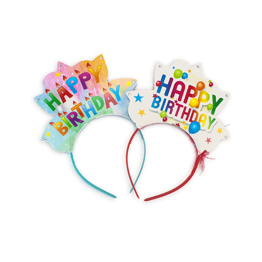 Στέκα μαλλιών Happy Birthday με πούπουλα