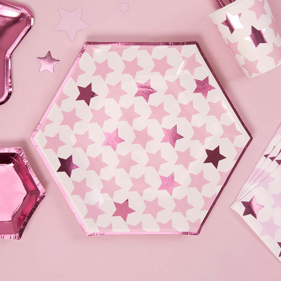 Πιάτο φαγητού με μοτίβο αστεράκι ροζ