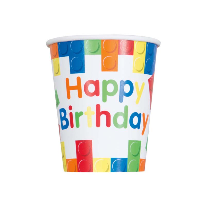 Χάρτινα ποτήρια για πάρτι με θέμα τουβλάκια