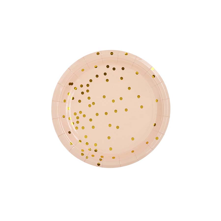 Πιάτα γλυκού σομόν με χρυσό πουά 10τεμ