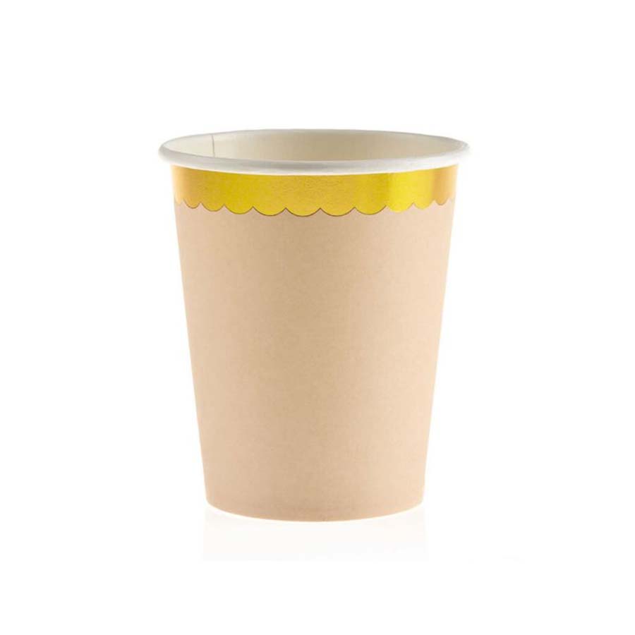 Χάρτινο ποτήρι χρυσό συννεφάκι σομόν 10τεμ