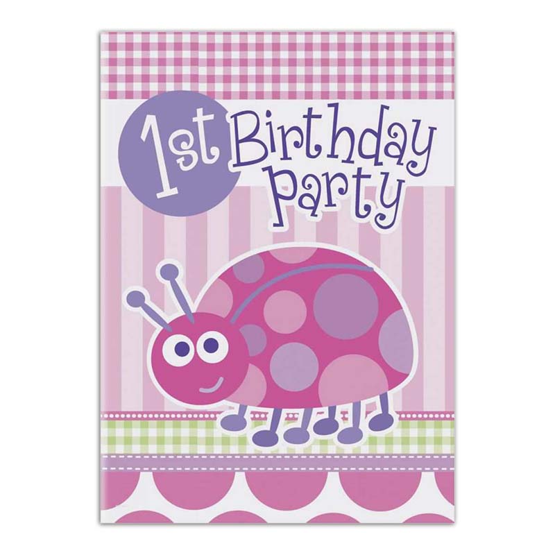 Χάρτινες προσκλήσεις για πάρτι με ροζ πασχαλίτσα