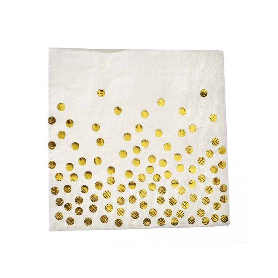 Χαρτοπετσέτες λευκές με χρυσό πουά 20τεμ