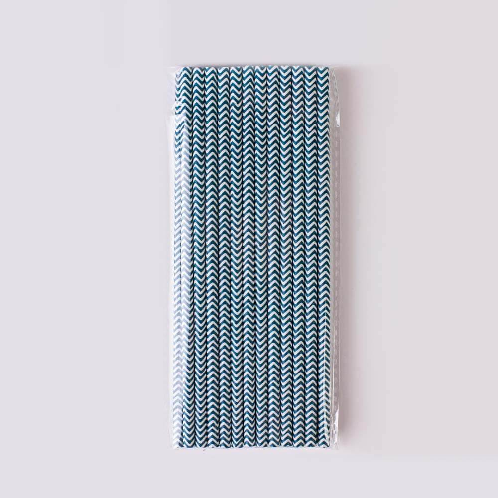 Χάρτινα καλαμάκια με πετρόλ zigzag μοτίβο