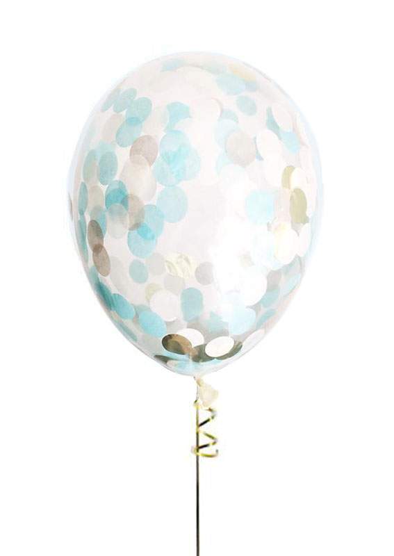 Μπαλόνια διάφανα γαλάζιο & χρυσό κομφετί 6τεμ. 