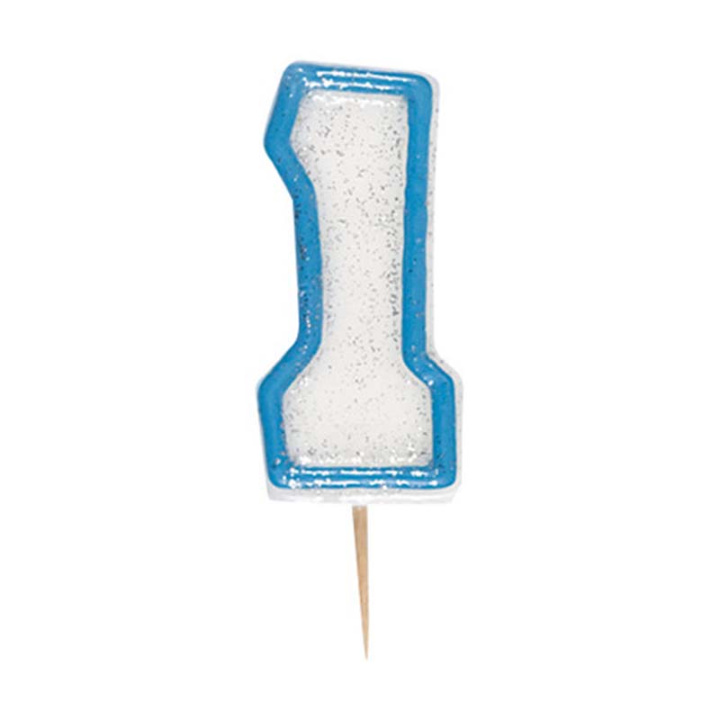 Κεράκι νούμερο 1 με μπλε περίγραμμα