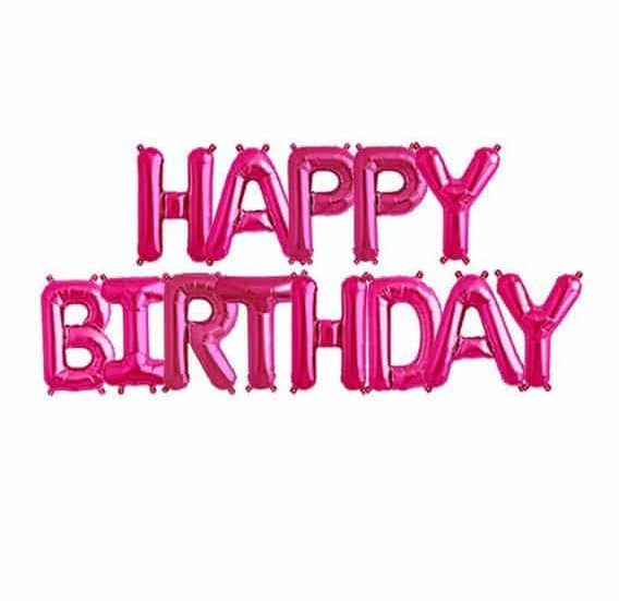 Μπαλόνια φράση Happy Birthday φούξια 13τεμ.