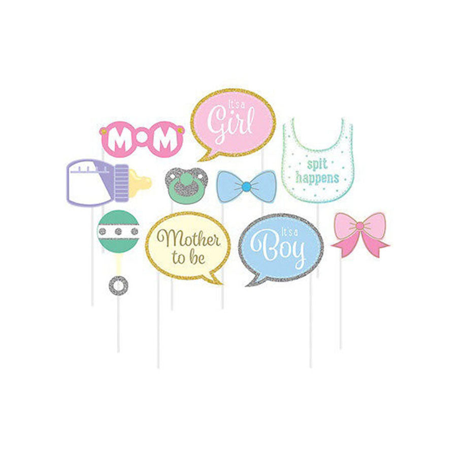 Χάρτινα Photo Booth Baby Shower 10τεμ