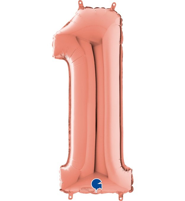 Μπαλόνι Φοιλ  ροζ χρυσό Νούμερο 1 66εκ.