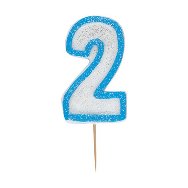 Κεράκι νούμερο 2 με μπλε περίγραμμα