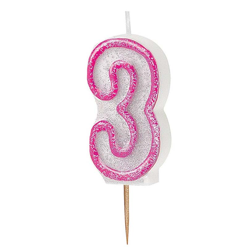 Κεράκι νούμερο 3 με κόκκινο περίγραμμα