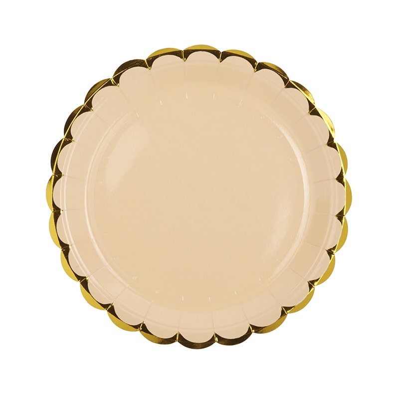 Πιάτα Φαγητού Για Πάρτυ Χρυσό Συννεφάκι Σομόν 23εκ.10τεμ.