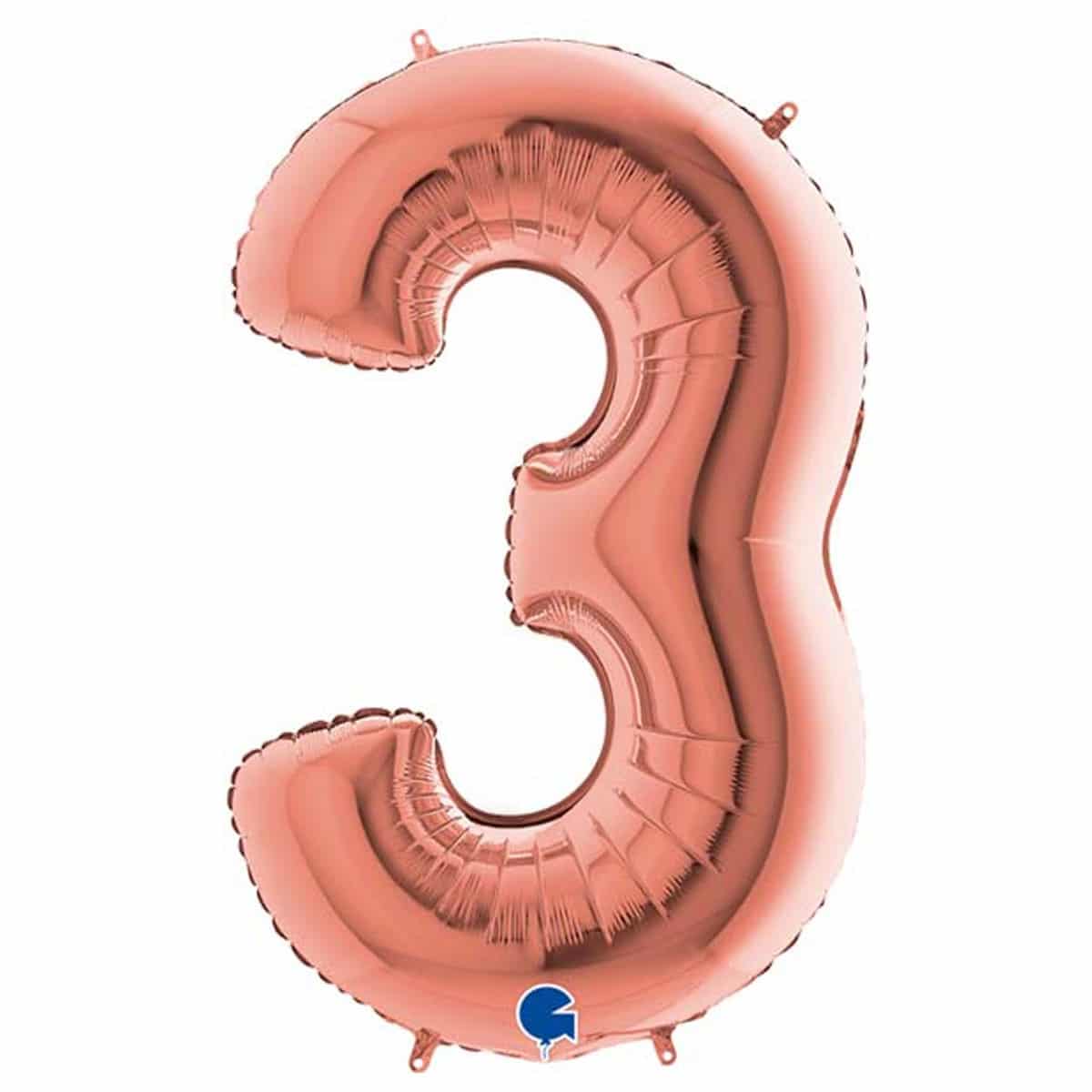 Μπαλόνι Φοιλ  ροζ χρυσό Νούμερο 3 102εκ.