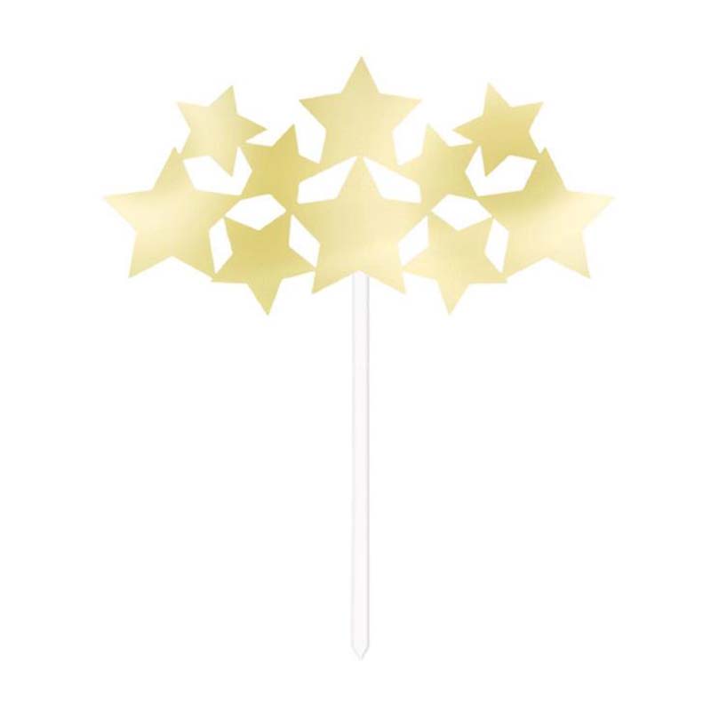 Topper τούρτας ή cupcake για Πάρτυ Αστέρια Χρυσό Μεταλλιζέ 1 τεμ