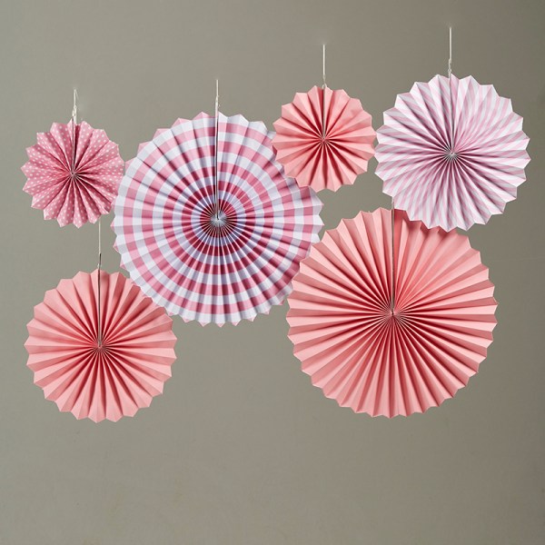 Διακοσμητικές χάρτινες βεντάλιες ροζ 6τεμ.