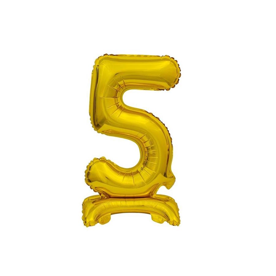 Μπαλόνι Νούμερο '5' Χρυσό με βάση 74cm