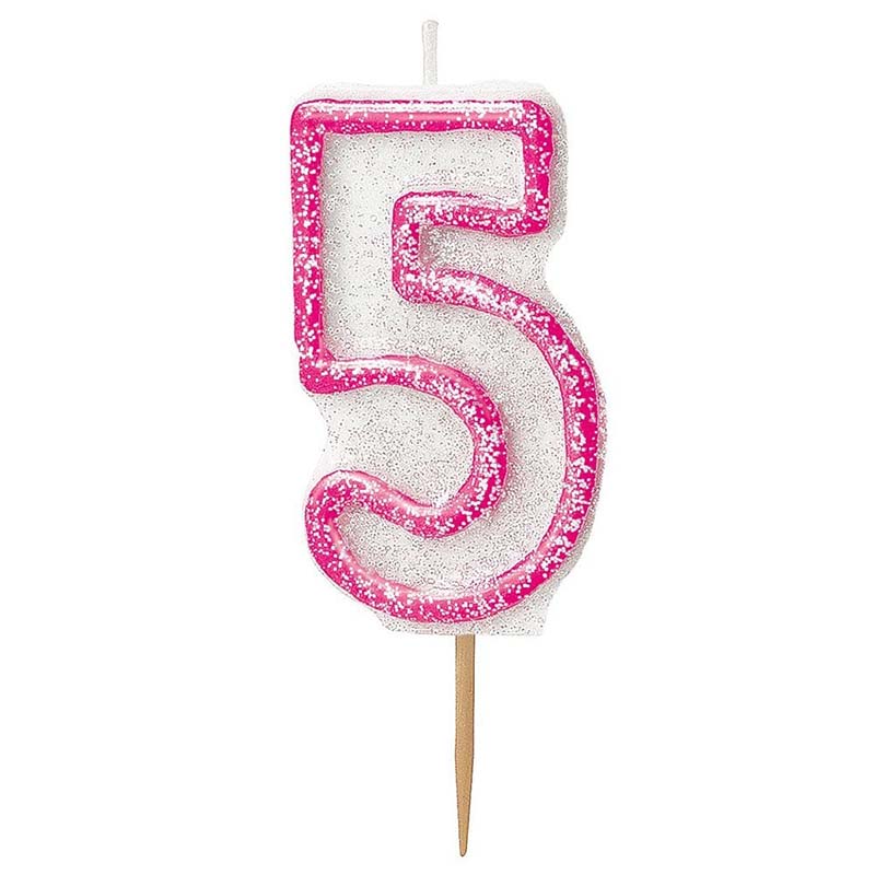 Κεράκι νούμερο 5 με κόκκινο περίγραμμα