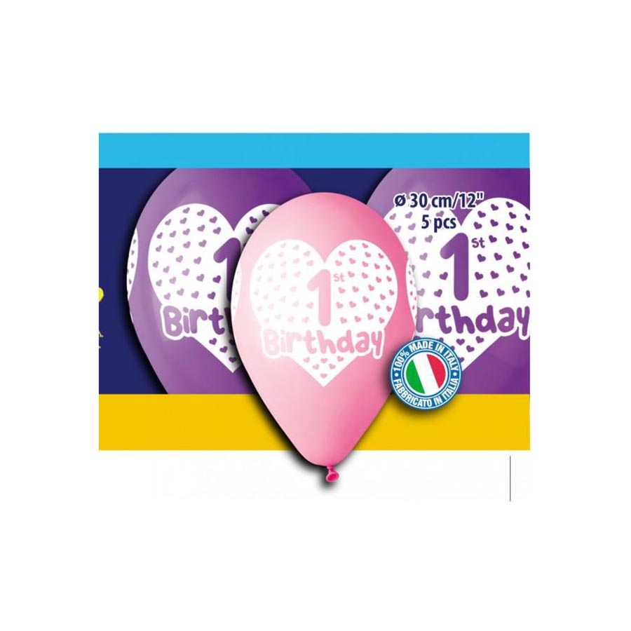 Μπαλόνια πρώτα γενέθλια κοριτσάκι (5τεμ)