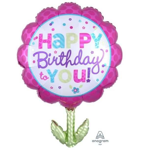 Μπαλόνι φόιλ Happy Birthday λουλούδι 73εκ.