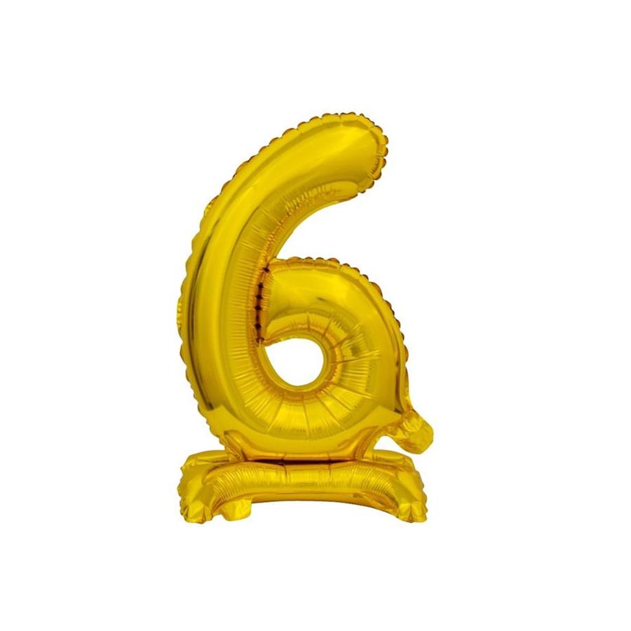 Μπαλόνι Νούμερο '6' Χρυσό με βάση 74cm